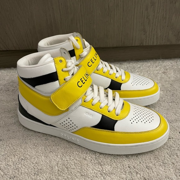 CELINE 🖤 Leather Velcro High Top Sneakers - Men’s Size 41 / Women’s Size 9 - Picture 2 of 13